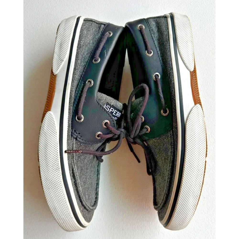 Sperry Top Sider Boat Shoes Mens 8 Dark Gray 2 Eye Lace Up STS23000 Preppy Nauti
